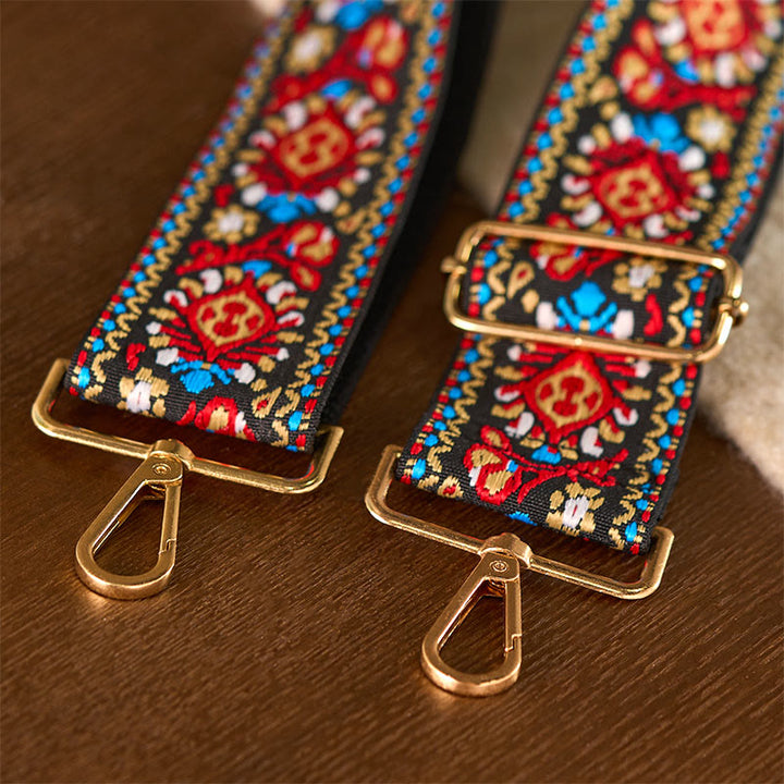 Sacs à main à bandoulière ajustables, style bohème, à rayures géométriques et broderies florales, avec Buddha Stones . Bandoulière de rechange. - image 25