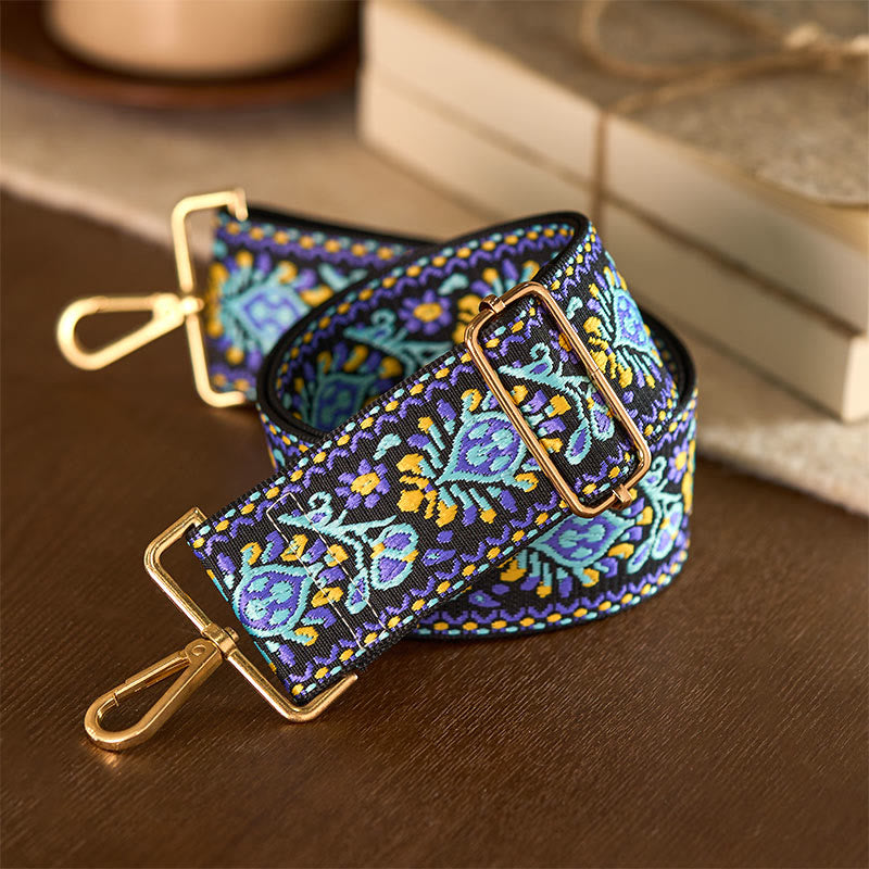 Sacs à main à bandoulière ajustables, style bohème, à rayures géométriques et broderies florales, avec Buddha Stones . Bandoulière de rechange. - image 4