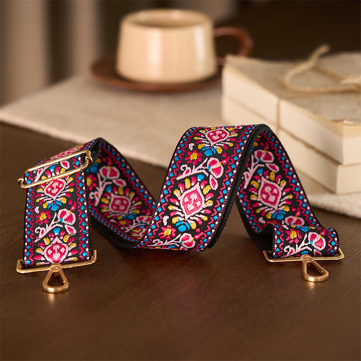 Sacs à main à bandoulière ajustables, style bohème, à rayures géométriques et broderies florales, avec Buddha Stones . Bandoulière de rechange. - image 13