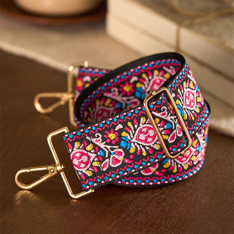 Sacs à main à bandoulière ajustables, style bohème, à rayures géométriques et broderies florales, avec Buddha Stones . Bandoulière de rechange. - image 14