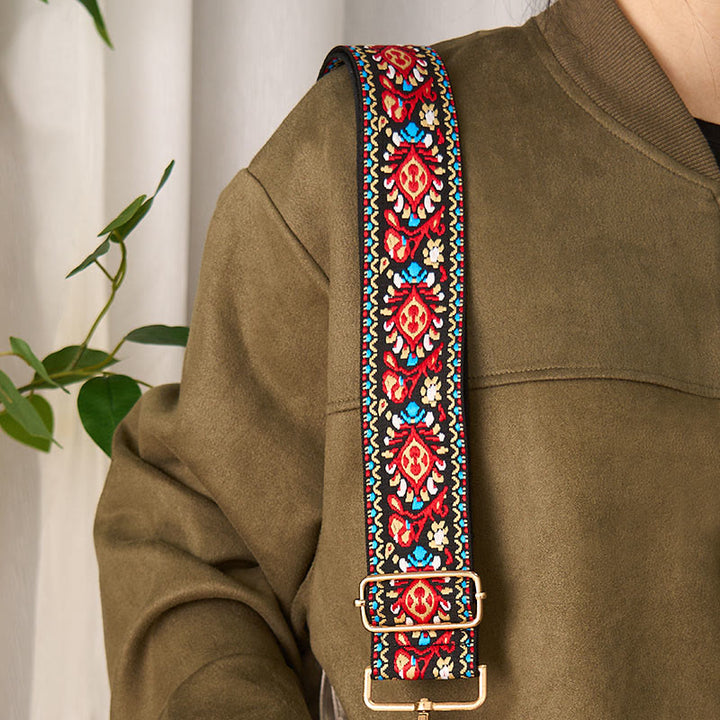 Sacs à main à bandoulière ajustables, style bohème, à rayures géométriques et broderies florales, avec Buddha Stones . Bandoulière de rechange. - image 23