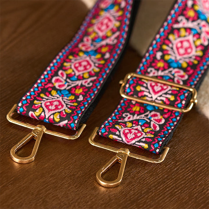 Sacs à main à bandoulière ajustables, style bohème, à rayures géométriques et broderies florales, avec Buddha Stones . Bandoulière de rechange. - image 17