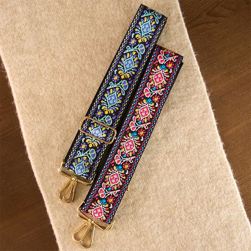 Sacs à main à bandoulière ajustables, style bohème, à rayures géométriques et broderies florales, avec Buddha Stones . Bandoulière de rechange. - image 27