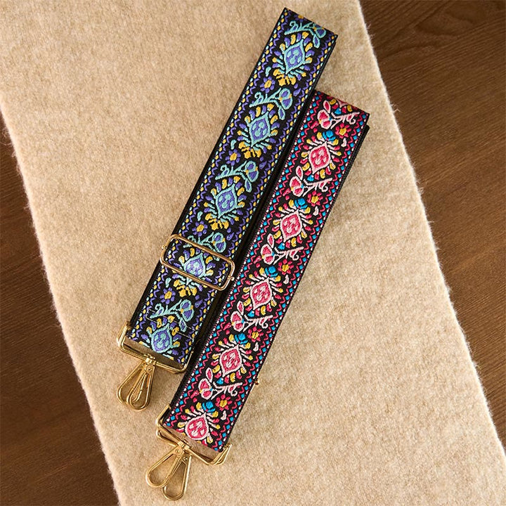 Sacs à main à bandoulière ajustables, style bohème, à rayures géométriques et broderies florales, avec Buddha Stones . Bandoulière de rechange. - image 27