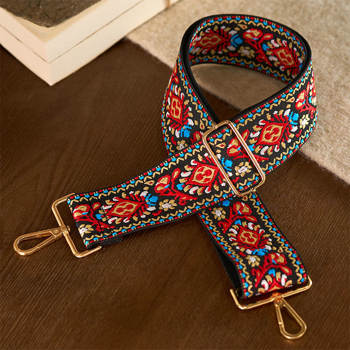 Sacs à main à bandoulière ajustables, style bohème, à rayures géométriques et broderies florales, avec Buddha Stones . Bandoulière de rechange. - image 20