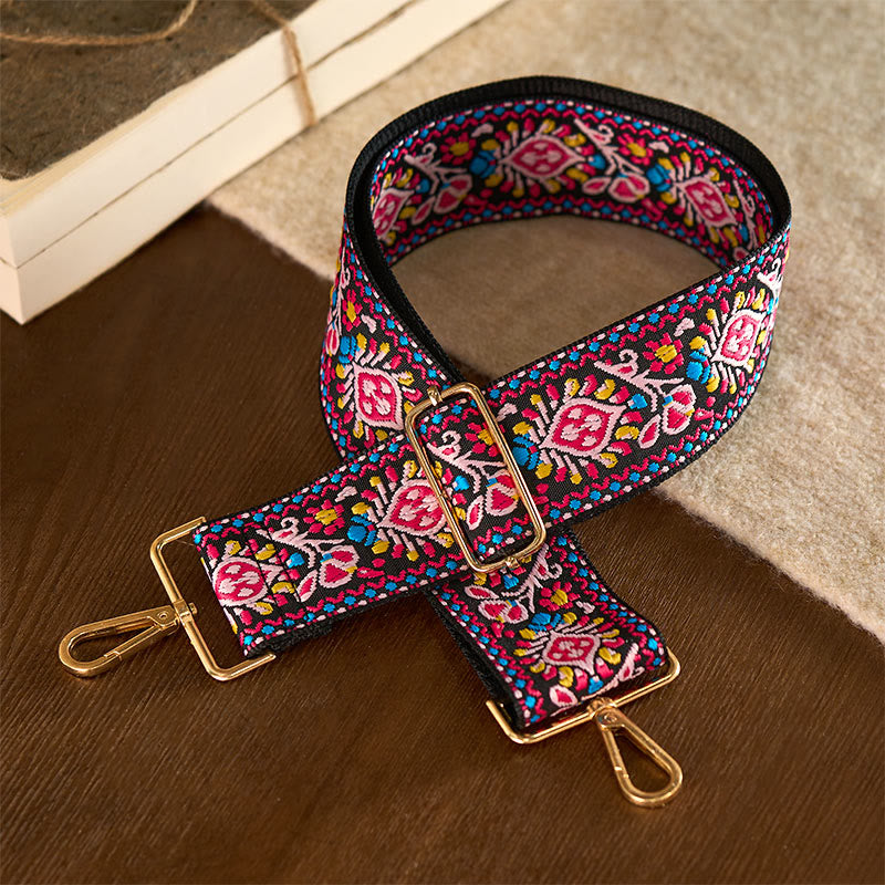 Sacs à main à bandoulière ajustables, style bohème, à rayures géométriques et broderies florales, avec Buddha Stones . Bandoulière de rechange. - image 10