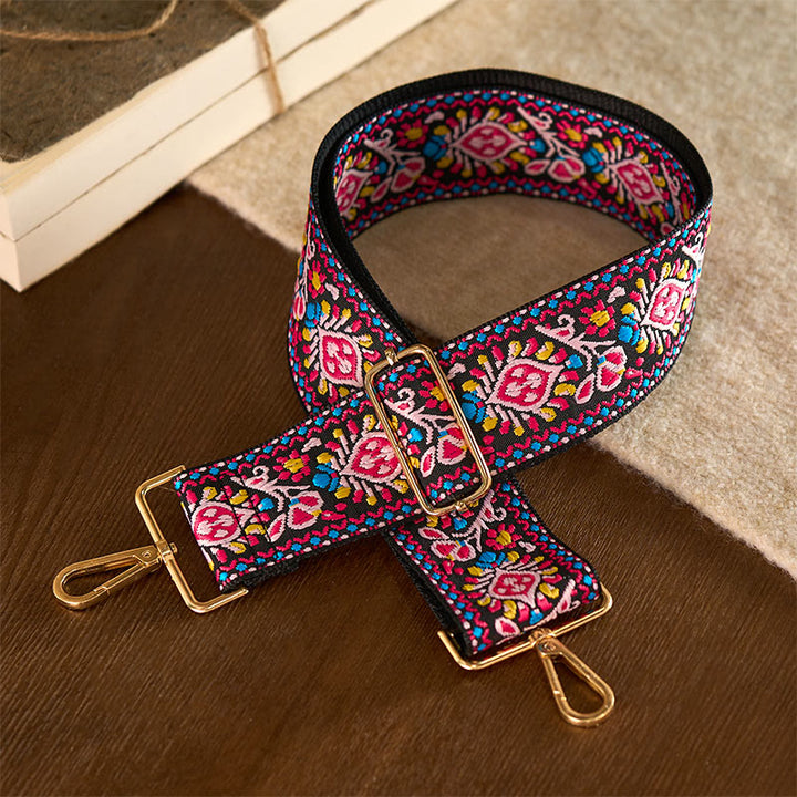 Sacs à main à bandoulière ajustables, style bohème, à rayures géométriques et broderies florales, avec Buddha Stones . Bandoulière de rechange. - image 10