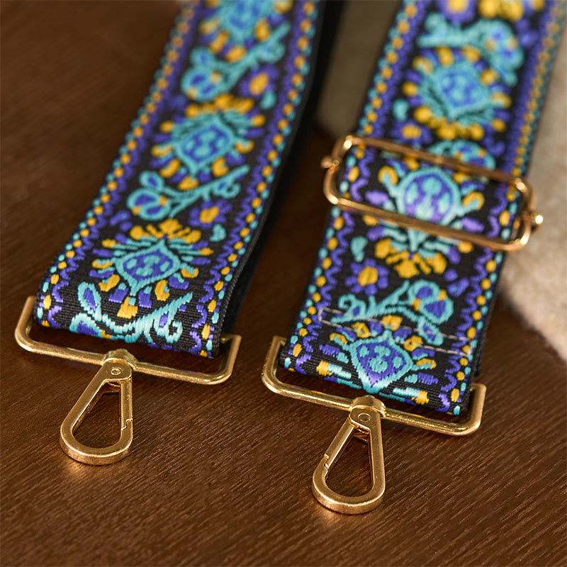 Sacs à main à bandoulière ajustables, style bohème, à rayures géométriques et broderies florales, avec Buddha Stones . Bandoulière de rechange. - image 7