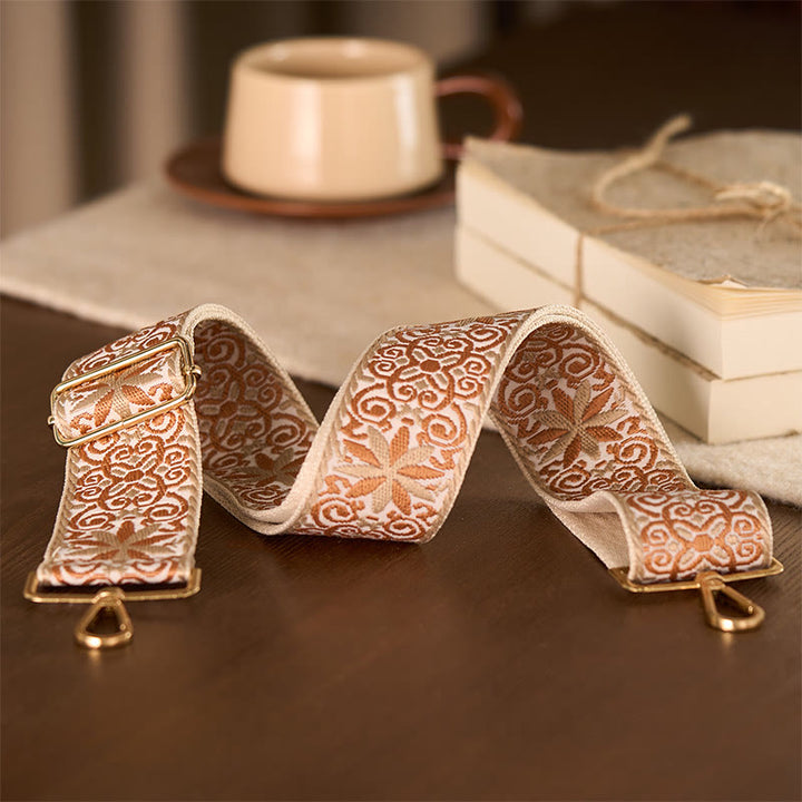 Sacs à main bohèmes en Buddha Stones , marron et beige, broderies géométriques florales, bandoulière ajustable, bretelles de rechange - image 3