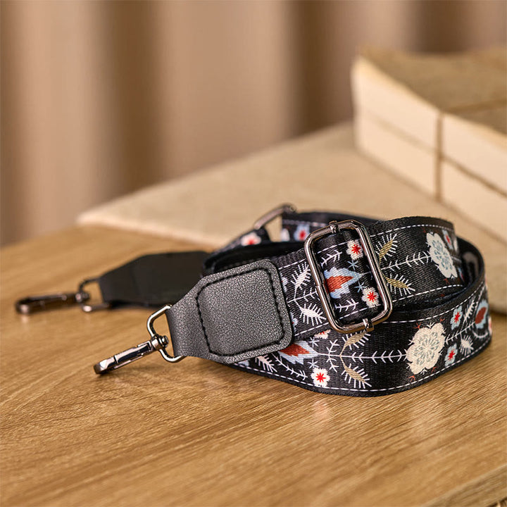 Sacs à main bandoulière réglables à motif géométrique floral noir et Buddha Stones, style bohème, avec bandoulière de rechange. - image 2