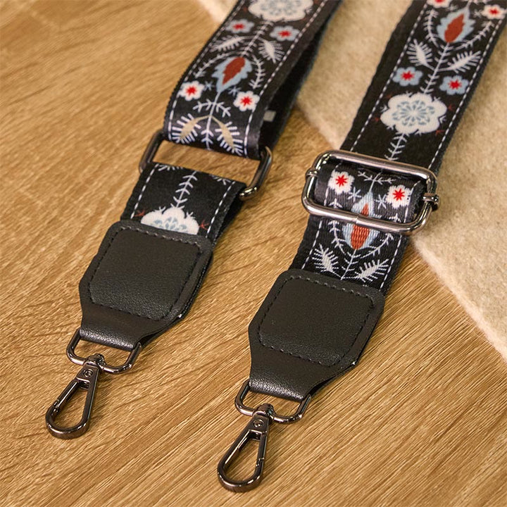 Sacs à main bandoulière réglables à motif géométrique floral noir et Buddha Stones, style bohème, avec bandoulière de rechange. - image 4