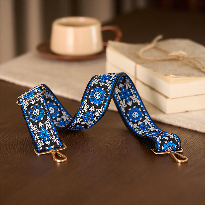 Sacs à main bohèmes ronds à broderies géométriques florales et Buddha Stones, bandoulière ajustable, bretelles de rechange pour sac à main - image 12