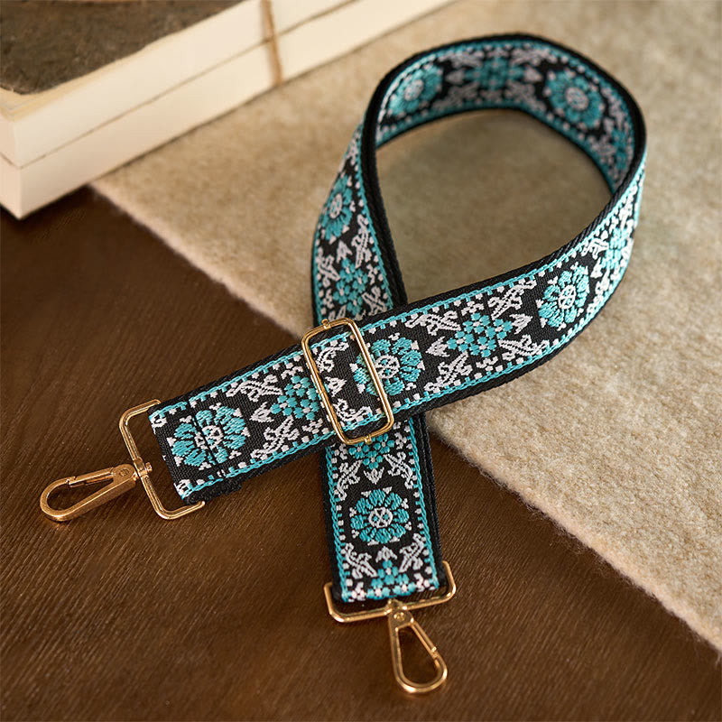 Sacs à main bohèmes ronds à broderies géométriques florales et Buddha Stones, bandoulière ajustable, bretelles de rechange pour sac à main - image 1