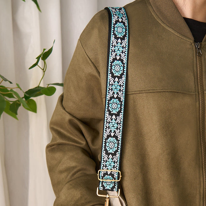 Sacs à main bohèmes ronds à broderies géométriques florales et Buddha Stones, bandoulière ajustable, bretelles de rechange pour sac à main - image 5