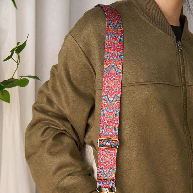 Sacs à main bohèmes rouges à motif géométrique Mandara avec Buddha Stones , bandoulière ajustable, bretelles de rechange pour sac à main - image 5