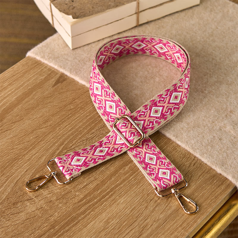 Sacs à main bandoulière réglables à motif losanges, rayures quadrilatérales et géométriques jacquard, Buddha Stones, avec bandoulière de rechange. - Rose - 75-145 cm * 3,8 cm - image 5