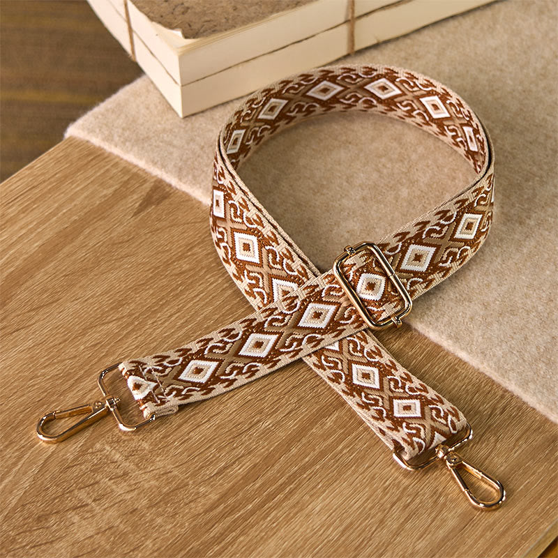 Sacs à main bandoulière réglables à motif losanges, rayures quadrilatérales et géométriques jacquard, Buddha Stones, avec bandoulière de rechange. - Brun - 75-145 cm * 3,8 cm - image 13