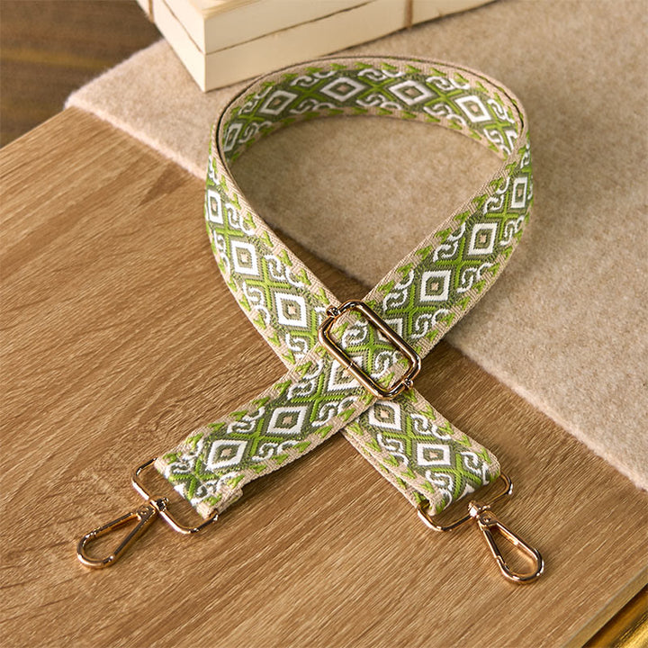 Sacs à main bandoulière réglables à motif losanges, rayures quadrilatérales et géométriques jacquard, Buddha Stones, avec bandoulière de rechange. - Vert clair - 75-145 cm * 3,8 cm - image 11