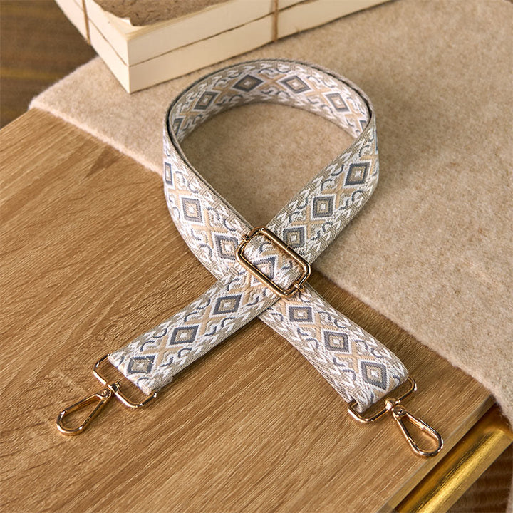 Sacs à main bandoulière réglables à motif losanges, rayures quadrilatérales et géométriques jacquard, Buddha Stones, avec bandoulière de rechange. - Beige - 75-145 cm * 3,8 cm - image 9