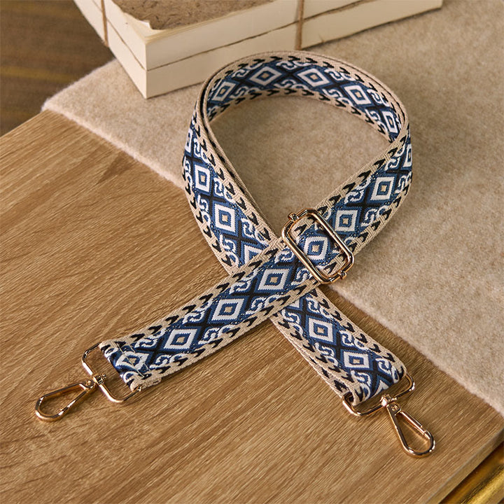 Sacs à main bandoulière réglables à motif losanges, rayures quadrilatérales et géométriques jacquard, Buddha Stones, avec bandoulière de rechange. - SteelBlue - 75-145 cm * 3,8 cm - image 7