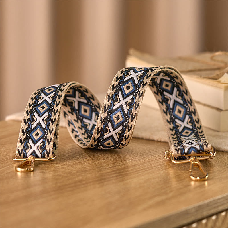 Sacs à main bandoulière réglables à rayures losanges géométriques jacquard style bohème avec Buddha Stones et bandoulière de rechange - image 2