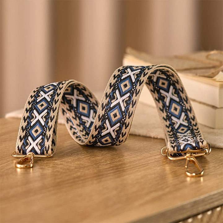 Sacs à main bandoulière réglables à rayures losanges géométriques jacquard style bohème avec Buddha Stones et bandoulière de rechange - image 2