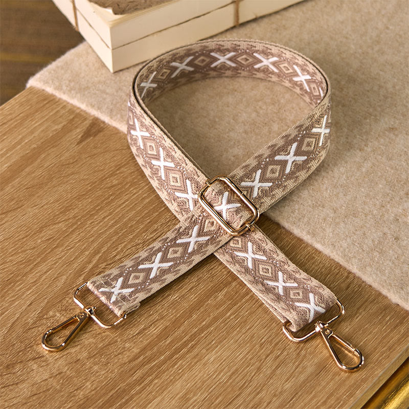 Sacs à main bandoulière réglables à rayures losanges géométriques jacquard style bohème avec Buddha Stones et bandoulière de rechange - Kaki - 75-145 cm * 3,8 cm - image 5