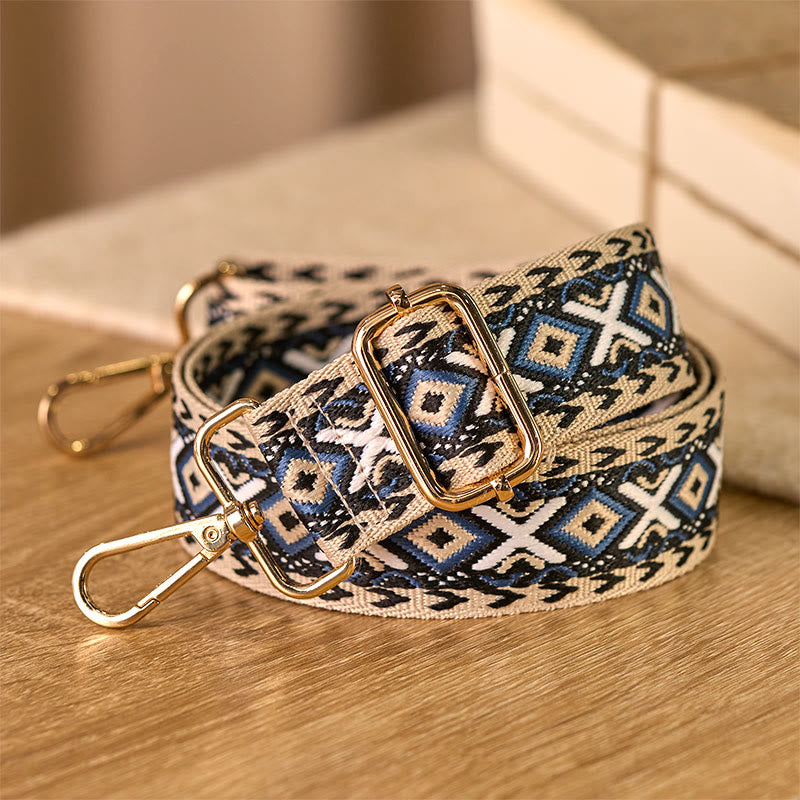 Sacs à main bandoulière réglables à rayures losanges géométriques jacquard style bohème avec Buddha Stones et bandoulière de rechange - image 3