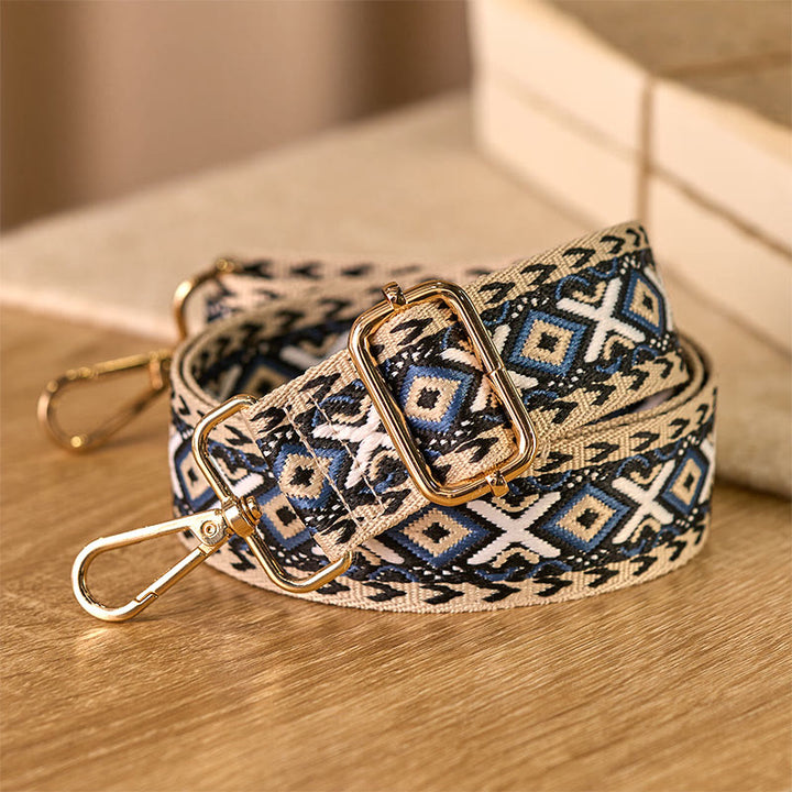 Sacs à main bandoulière réglables à rayures losanges géométriques jacquard style bohème avec Buddha Stones et bandoulière de rechange - image 3