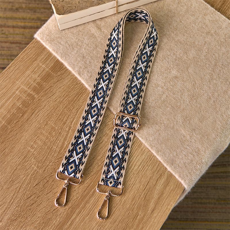 Sacs à main bandoulière réglables à rayures losanges géométriques jacquard style bohème avec Buddha Stones et bandoulière de rechange - image 1