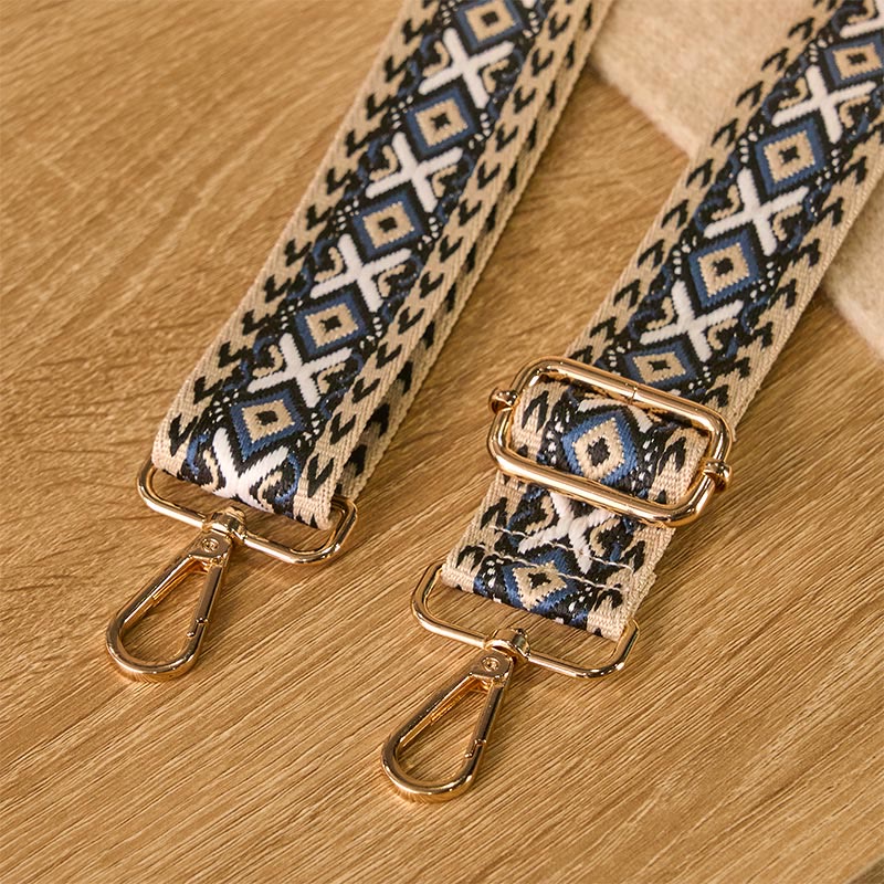 Sacs à main bandoulière réglables à rayures losanges géométriques jacquard style bohème avec Buddha Stones et bandoulière de rechange - image 4