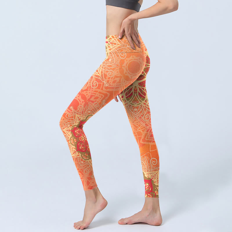 Leggings de sport pour femmes avec imprimé géométrique symétrique de Buddha Stones - image 2