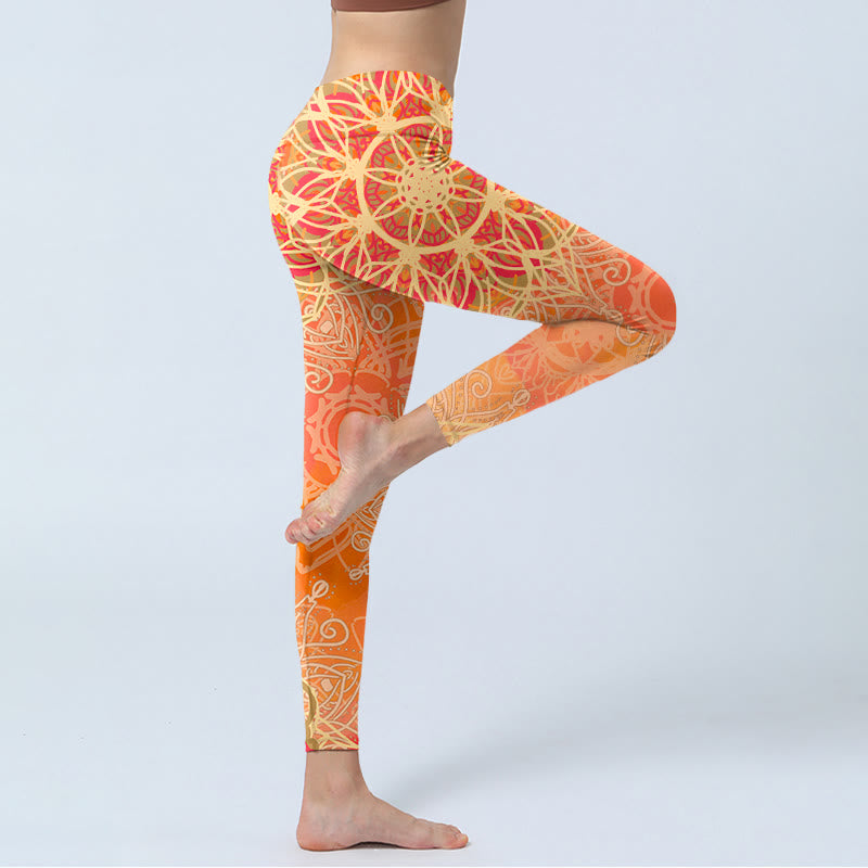 Leggings de sport pour femmes avec imprimé géométrique symétrique de Buddha Stones - image 3