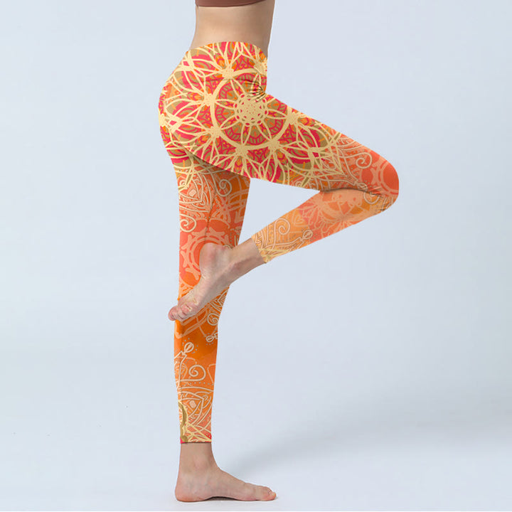 Leggings de sport pour femmes avec imprimé géométrique symétrique de Buddha Stones - image 3