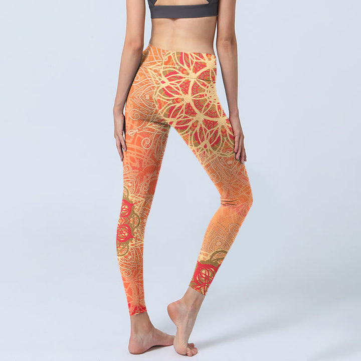 Leggings de sport pour femmes avec imprimé géométrique symétrique de Buddha Stones - image 4