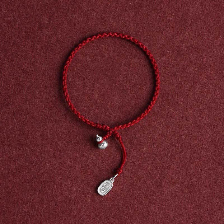 Bracelet porte-bonheur en argent sterling 925 avec breloque en forme de gourde et Buddha Stones - Corde rouge foncé Gourd&Lucky Fortune - 15-20 cm - image 15