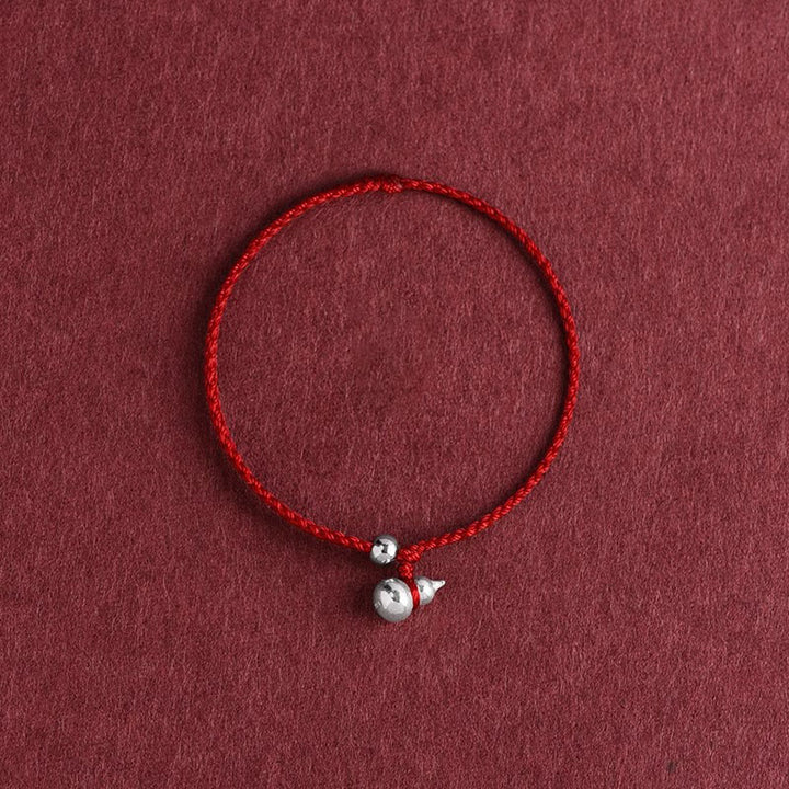 Bracelet porte-bonheur en argent sterling 925 avec breloque en forme de gourde et Buddha Stones - Corde rouge foncé de calebasse - 15-20 cm - image 11