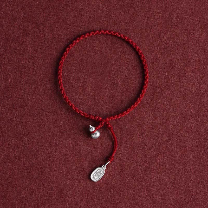 Bracelet porte-bonheur en argent sterling 925 avec breloque en forme de gourde et Buddha Stones - Corde rouge foncé Gourd&Lucky Fortune - 15-20 cm - image 15
