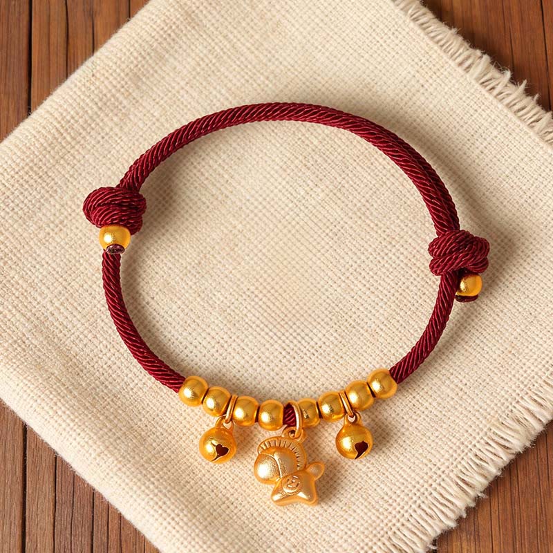 Bracelet ajustable en Buddha Stones, année du Cheval, avec plusieurs styles de chevaux et corde porte-bonheur. - image 0