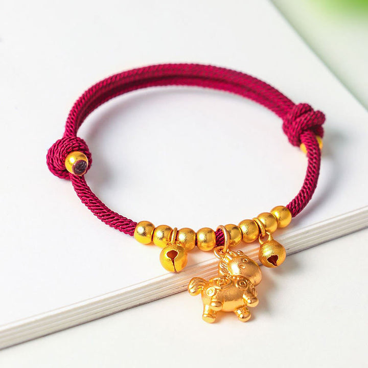 Bracelet ajustable en Buddha Stones, année du Cheval, avec plusieurs styles de chevaux et corde porte-bonheur. - image 18