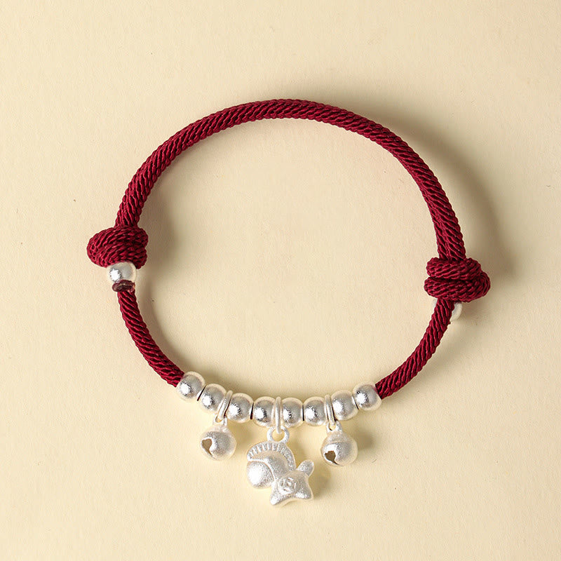 Bracelet ajustable en Buddha Stones, année du Cheval, avec plusieurs styles de chevaux et corde porte-bonheur. - Cheval d'argent Corde rouge - image 8