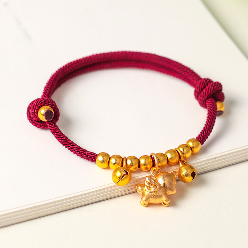 Bracelet ajustable en Buddha Stones, année du Cheval, avec plusieurs styles de chevaux et corde porte-bonheur. - image 12