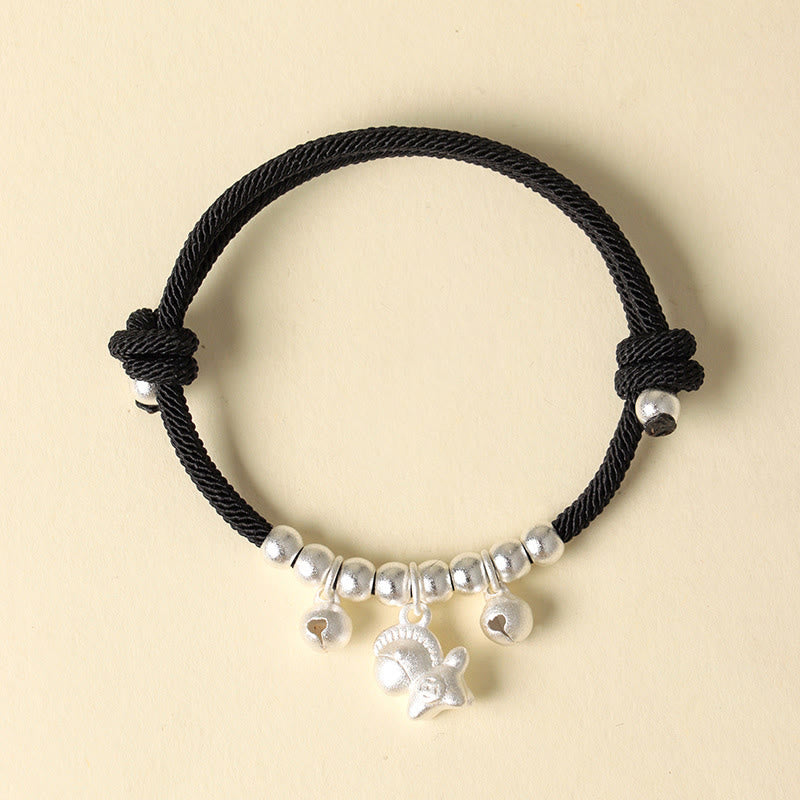 Bracelet ajustable en Buddha Stones, année du Cheval, avec plusieurs styles de chevaux et corde porte-bonheur. - Cheval d'argent Corde noire - image 10