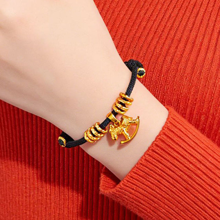 Buddha Stones Année du Cheval Bracelet de Foi en Corde avec Breloque Cercle Cheval Simple - image 14