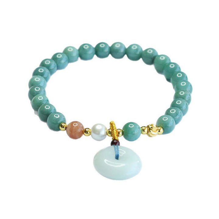 Bracelet porte-bonheur en jade rond avec boucle de la paix et Buddha Stones - image 6