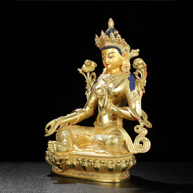 Statue de protection à quatre bras de Chenrezig Avalokitesvara en cuivre plaqué or - image 5