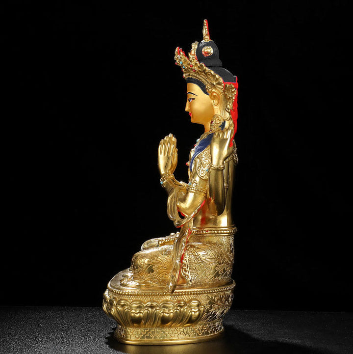 Statue de protection à quatre bras de Chenrezig Avalokitesvara en cuivre plaqué or - image 6