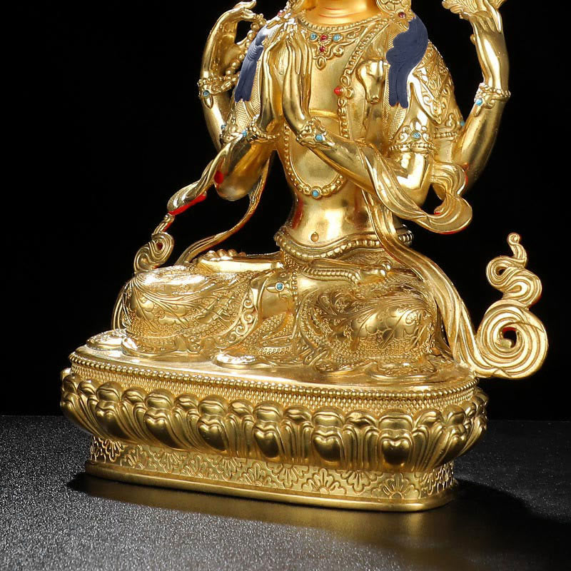 Statue de protection à quatre bras de Chenrezig Avalokitesvara en cuivre plaqué or - image 10