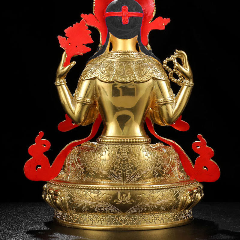 Statue de protection à quatre bras de Chenrezig Avalokitesvara en cuivre plaqué or - image 11