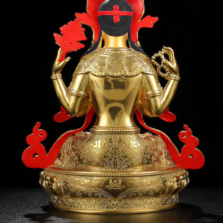 Statue de protection à quatre bras de Chenrezig Avalokitesvara en cuivre plaqué or - image 11